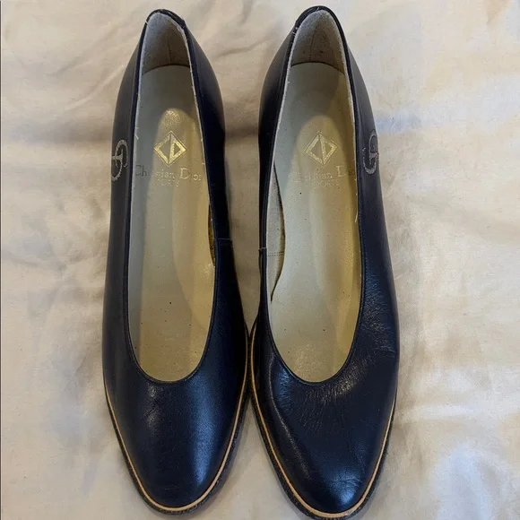 Vintage Christian Dior Sport Blue Leather Slip-on Wedges size 4 1/2 - Picture 3 of 8